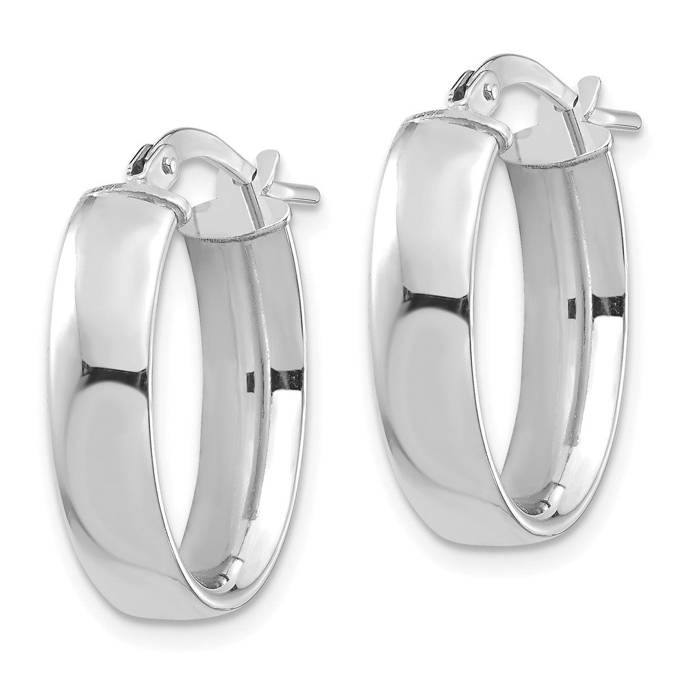 14K Weißgold Hoch Poliert 5mm Oval Creolen