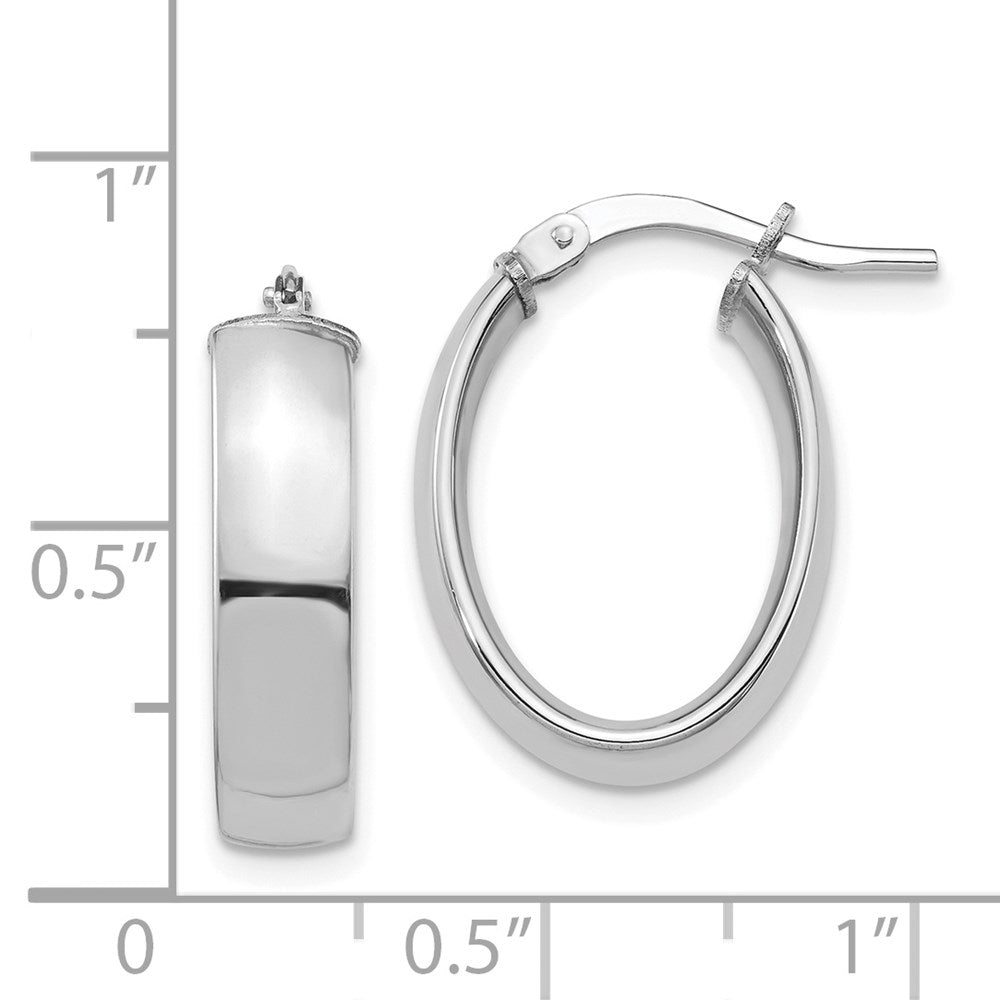 14K Weißgold Hoch Poliert 5mm Oval Creolen