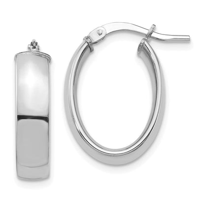14K Weißgold Hoch Poliert 5mm Oval Creolen