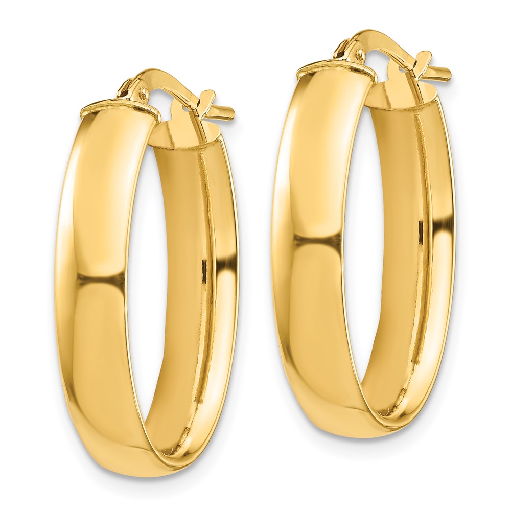 14K Gelbgold Hoch Poliert 5mm Oval Creolen