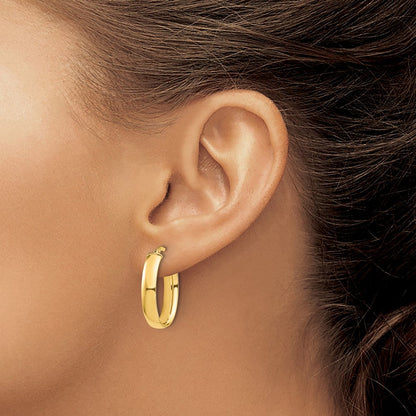 14K Gelbgold Hoch Poliert 5mm Oval Creolen