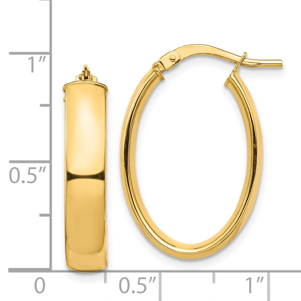 14K Gelbgold Hoch Poliert 5mm Oval Creolen