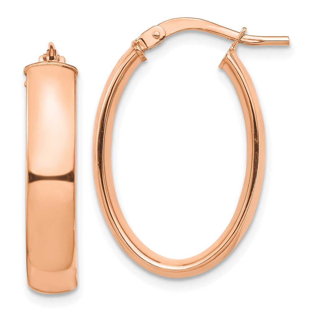 14K Roségold Hoch Poliert 5mm Oval Creolen