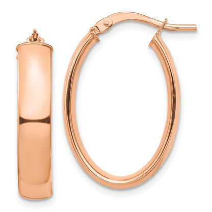 14K Roségold Hoch Poliert 5mm Oval Creolen