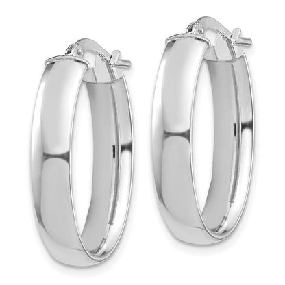14K Weißgold Hoch Poliert 5mm Oval Creolen
