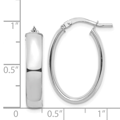 14K Weißgold Hoch Poliert 5mm Oval Creolen