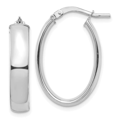 14K Weißgold Hoch Poliert 5mm Oval Creolen