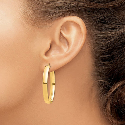 14K Gelbgold Hoch Poliert 5mm Oval Creolen