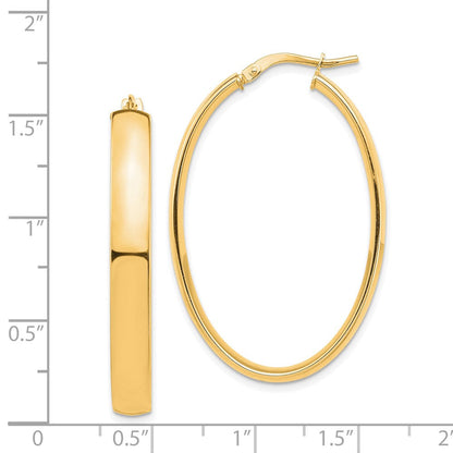 14K Gelbgold Hoch Poliert 5mm Oval Creolen