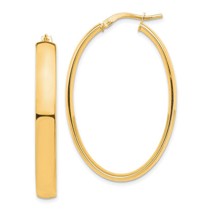 14K Gelbgold Hoch Poliert 5mm Oval Creolen