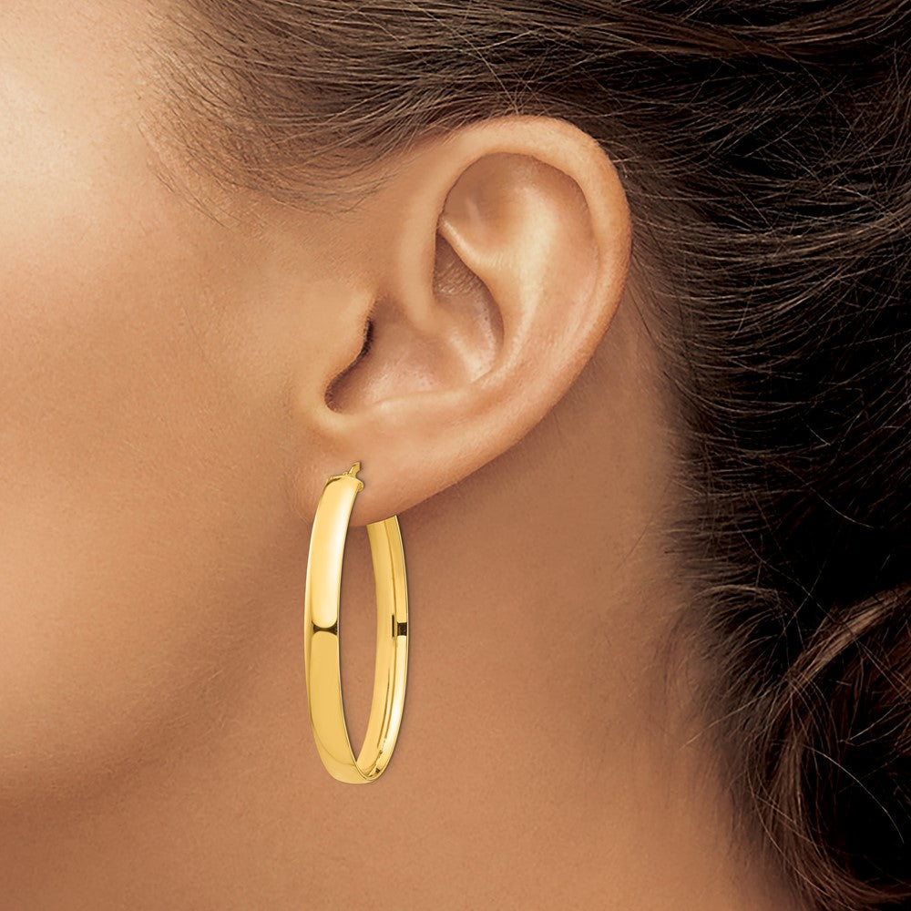 14K Gelbgold Hoch Poliert 5mm Oval Creolen