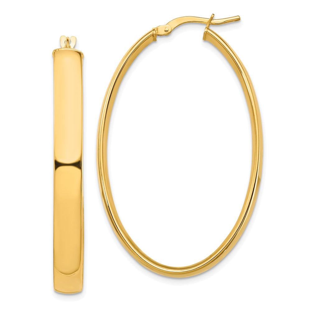 14K Gelbgold Hoch Poliert 5mm Oval Creolen