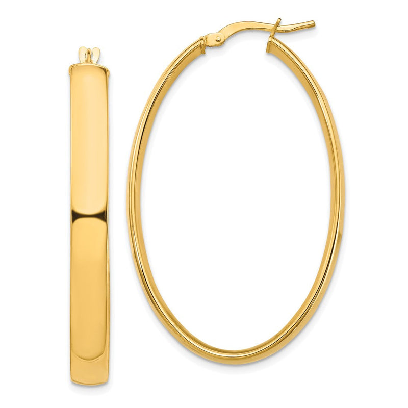 14K Gelbgold Hoch Poliert 5mm Oval Creolen