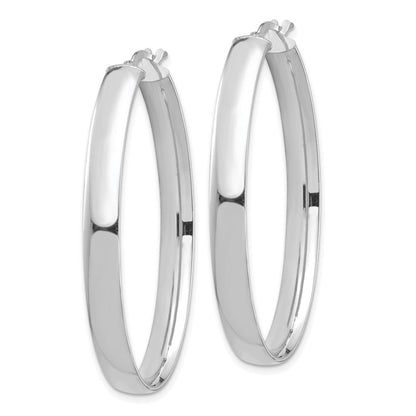 14K Weißgold Hoch Poliert 5mm Oval Creolen
