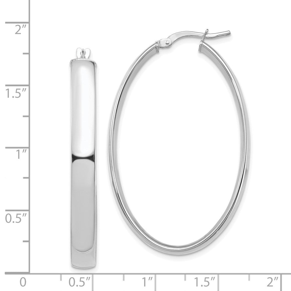 14K Weißgold Hoch Poliert 5mm Oval Creolen
