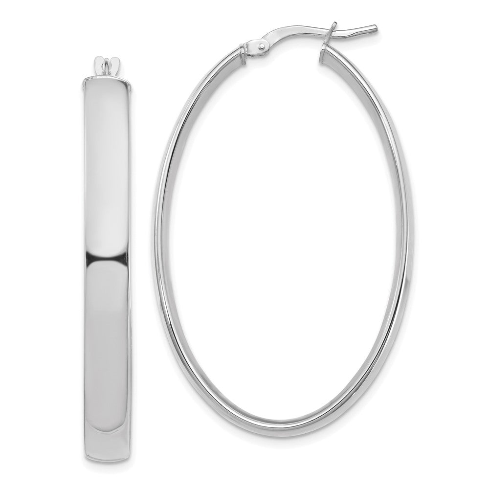 14K Weißgold Hoch Poliert 5mm Oval Creolen