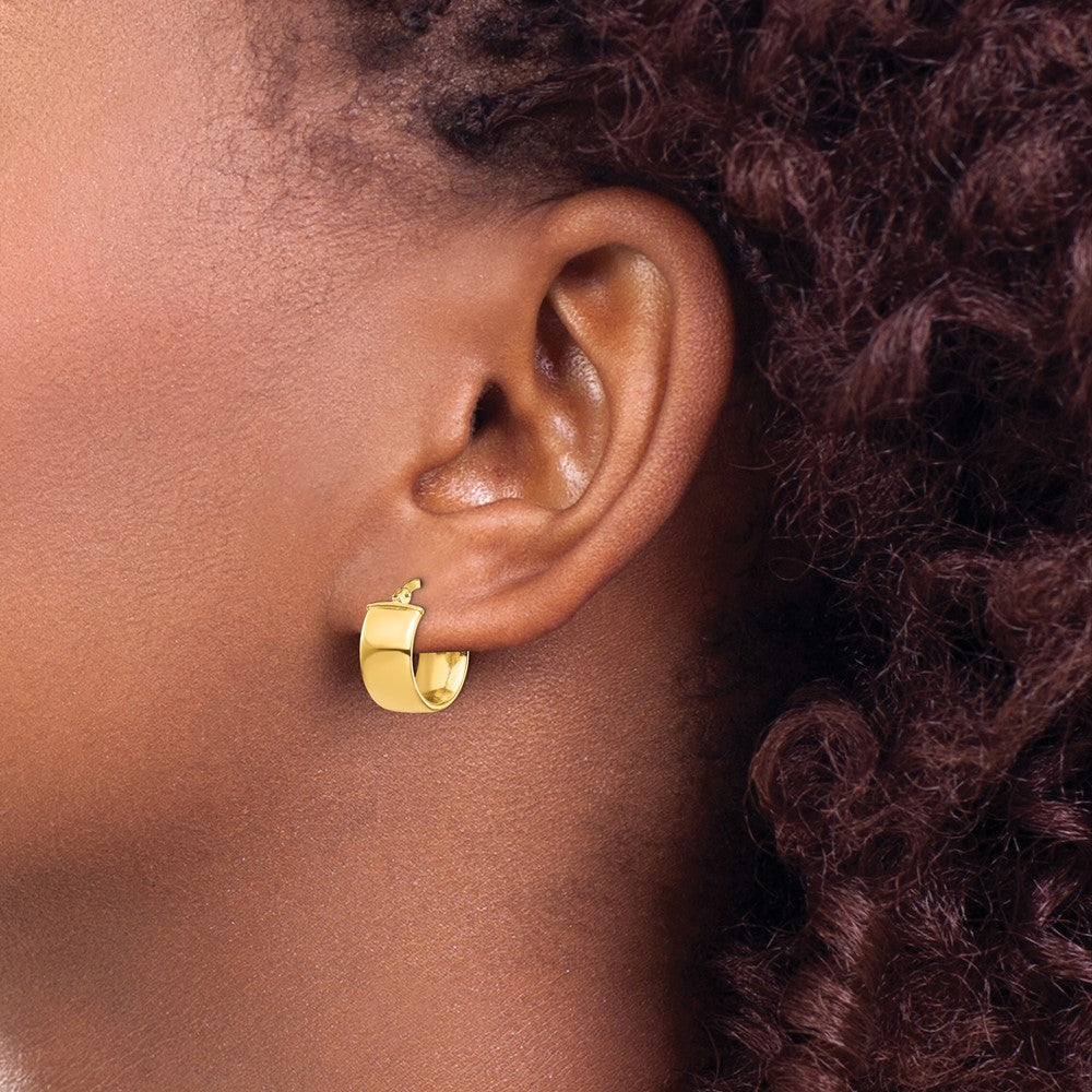 14K Gelbgold Hoch Poliert 7mm Creolen