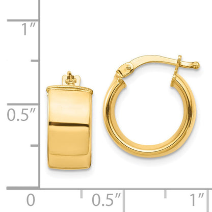 14K Gelbgold Hoch Poliert 7mm Creolen