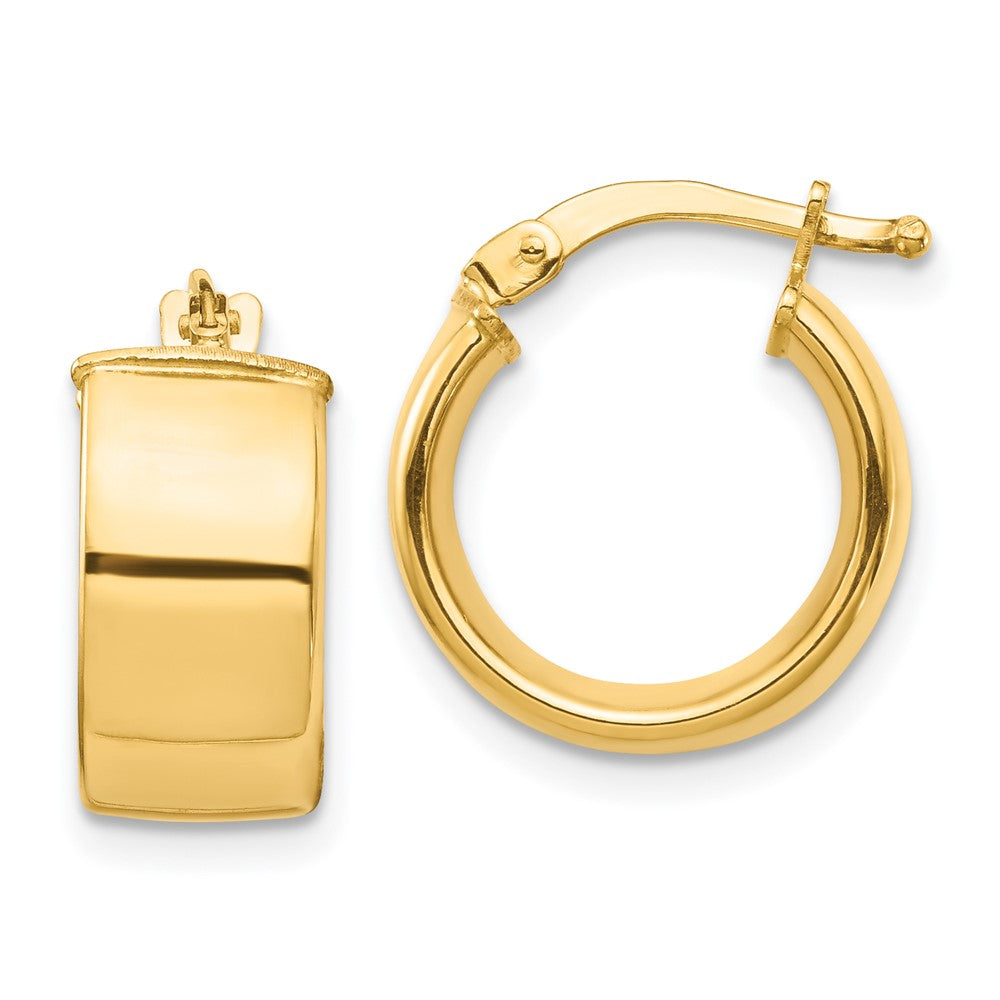 14K Gelbgold Hoch Poliert 7mm Creolen