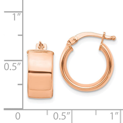 14K Roségold Hoch Poliert 7mm Creolen