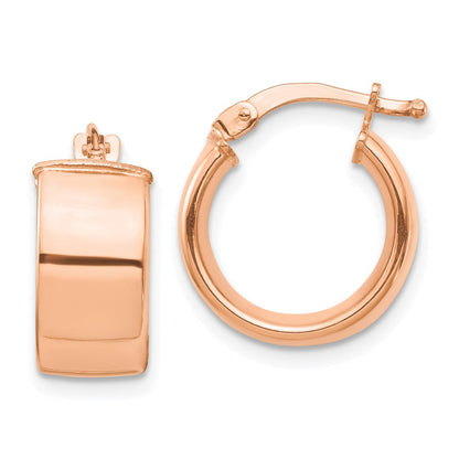 14K Roségold Hoch Poliert 7mm Creolen