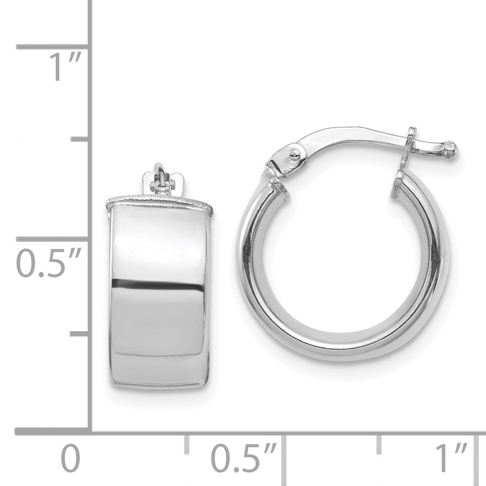14K Weißgold Hoch Poliert 7mm Creolen