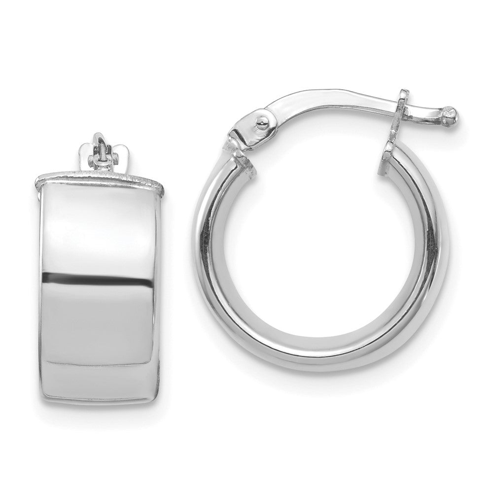14K Weißgold Hoch Poliert 7mm Creolen