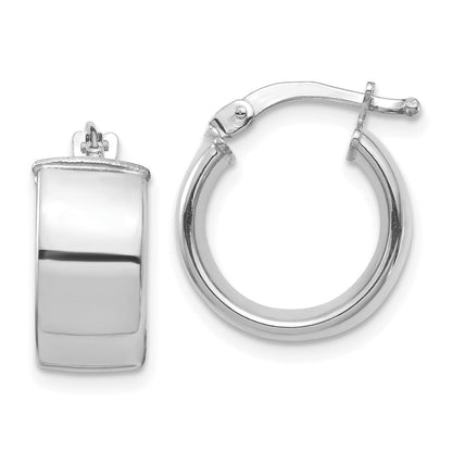 14K Weißgold Hoch Poliert 7mm Creolen