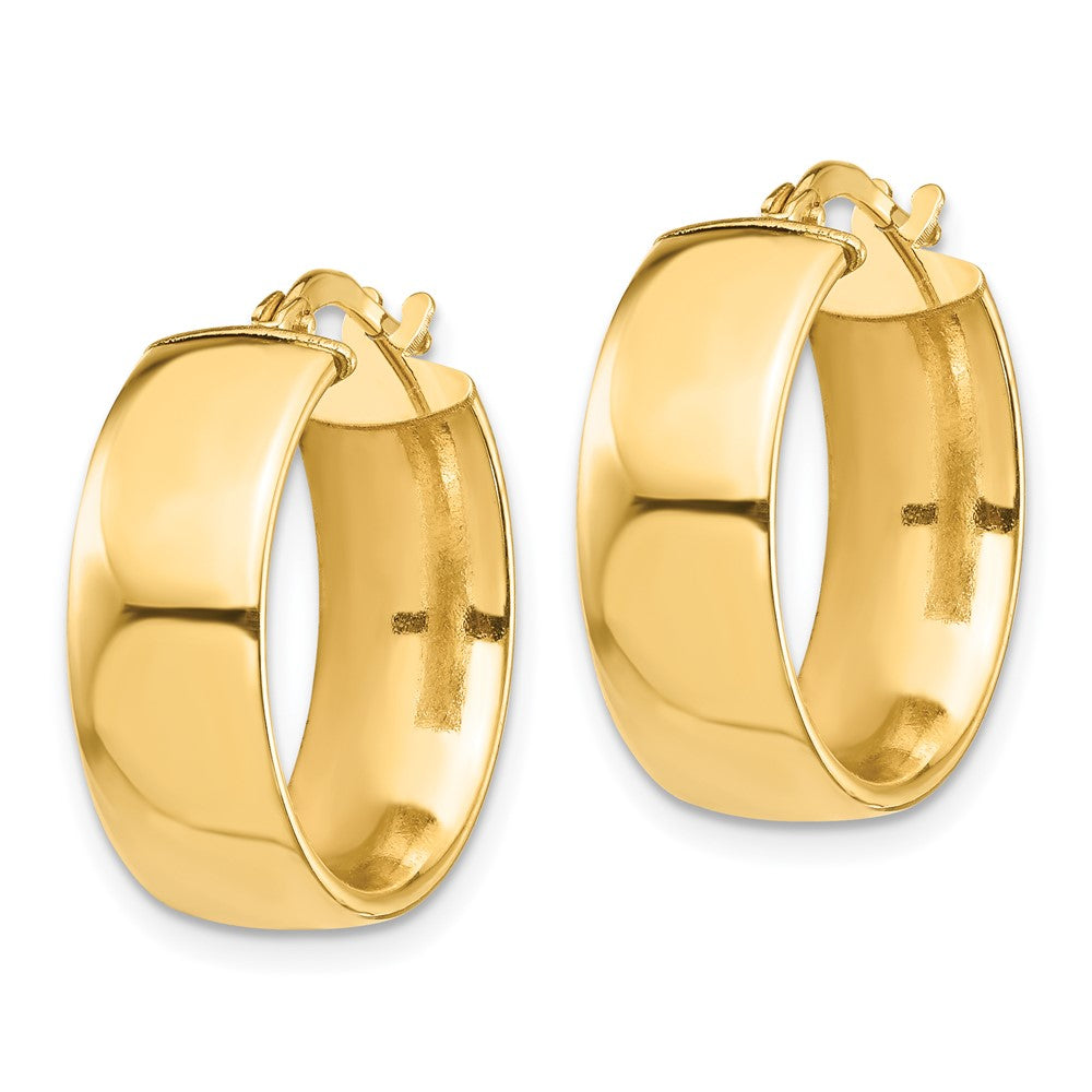 14K Gelbgold Hoch Poliert 7mm Creolen
