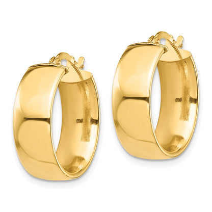 14K Gelbgold Hoch Poliert 7mm Creolen