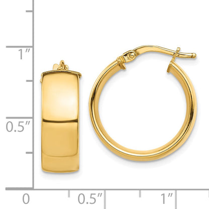 14K Gelbgold Hoch Poliert 7mm Creolen
