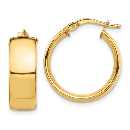 14K Gelbgold Hoch Poliert 7mm Creolen