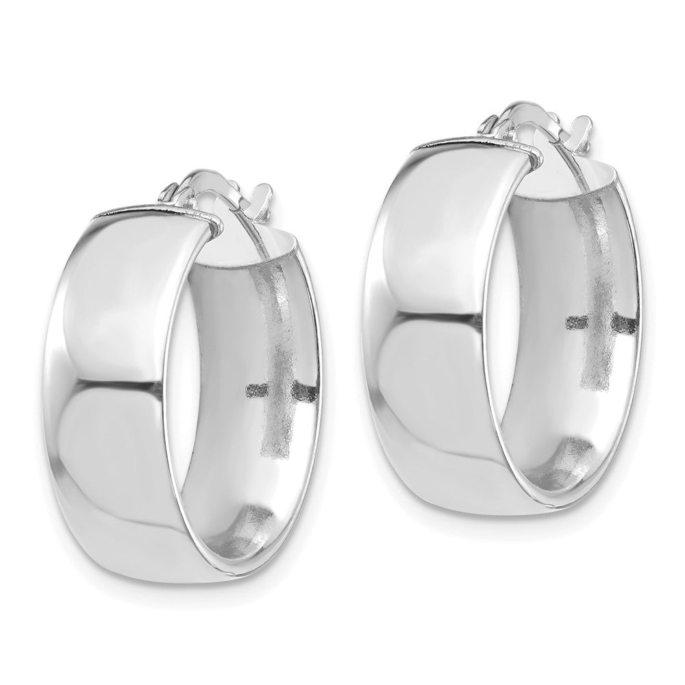 14K Weißgold Hoch Poliert 7mm Creolen