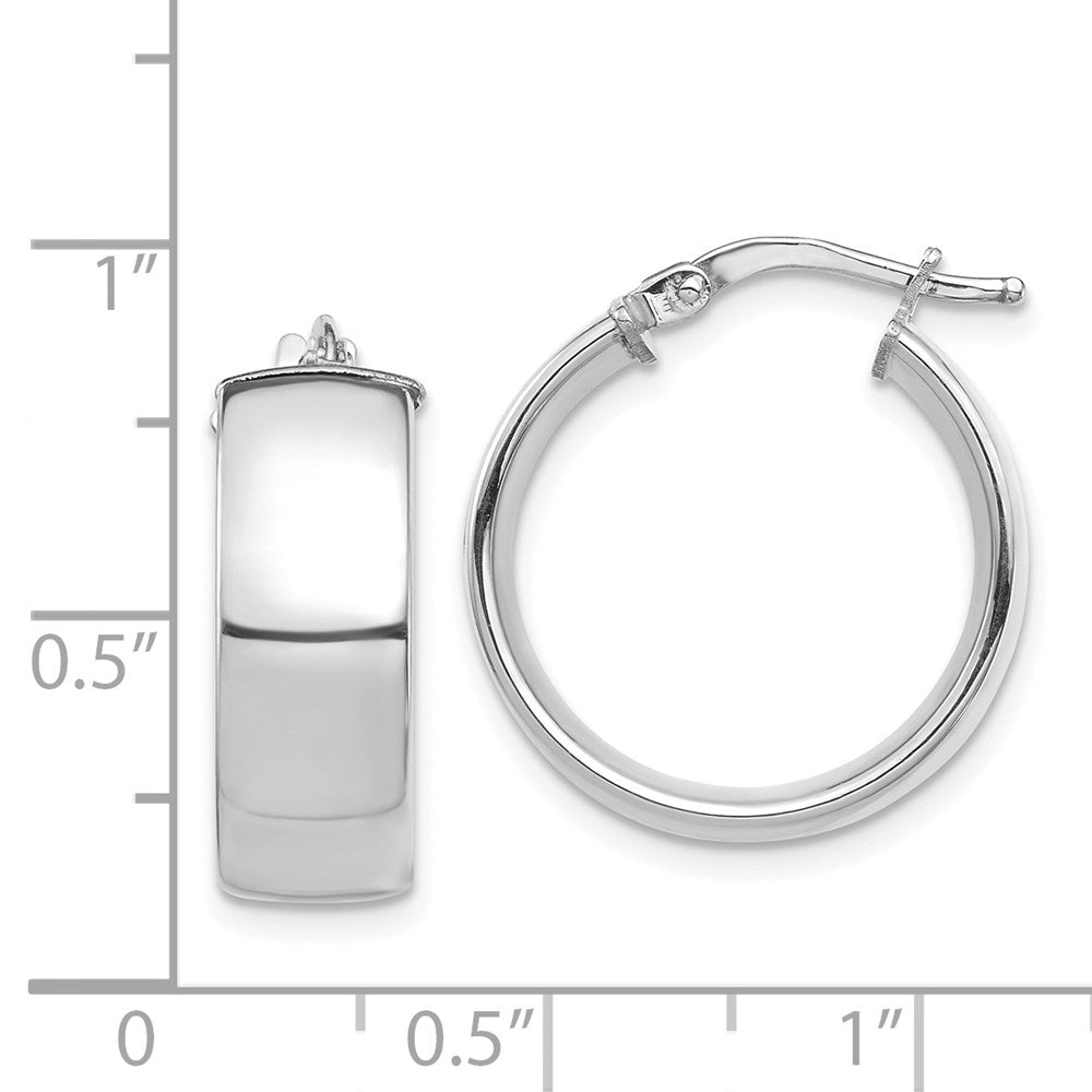 14K Weißgold Hoch Poliert 7mm Creolen