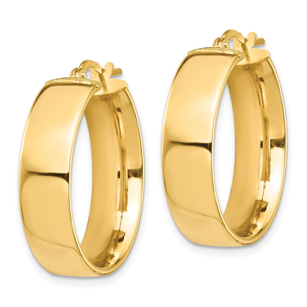 14K Gelbgold Hoch Poliert 7mm Creolen