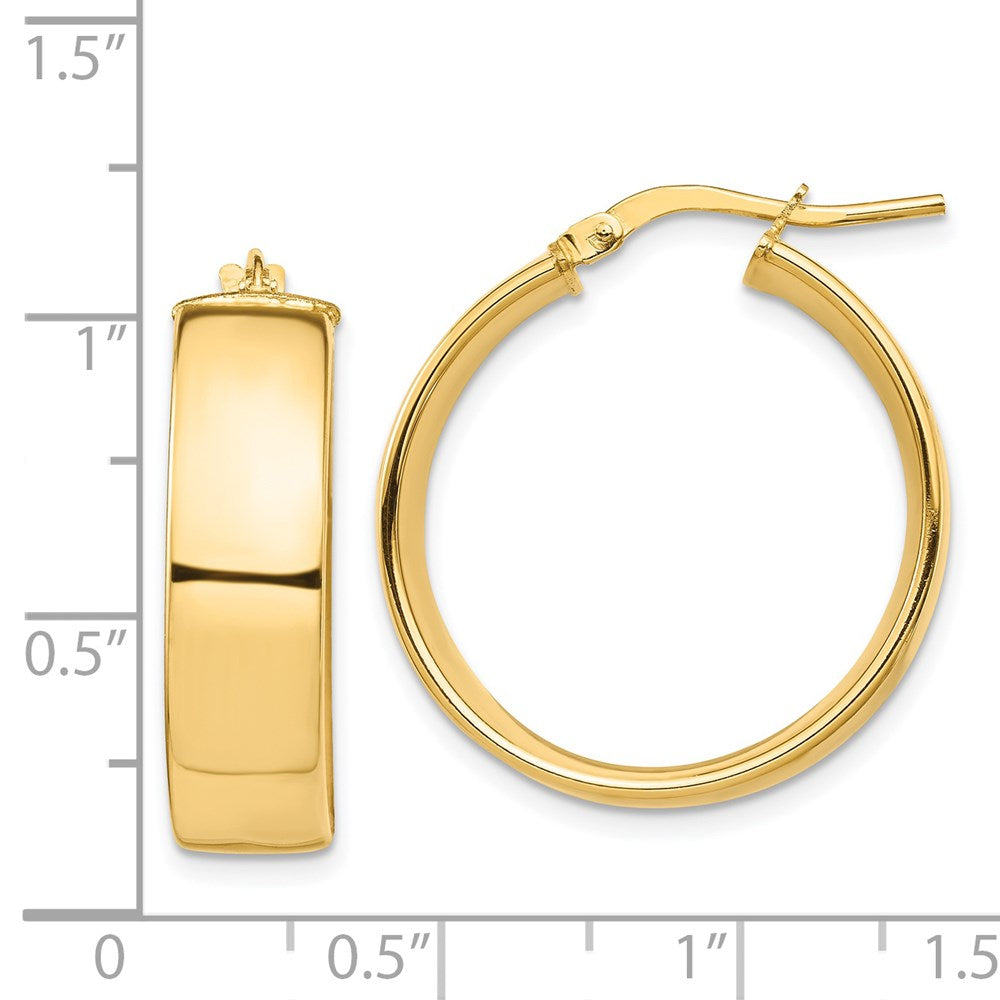 14K Gelbgold Hoch Poliert 7mm Creolen