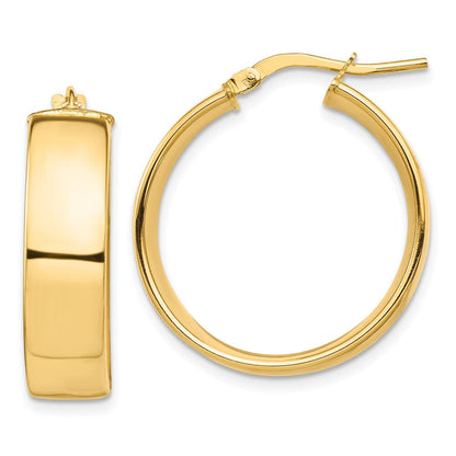 14K Gelbgold Hoch Poliert 7mm Creolen