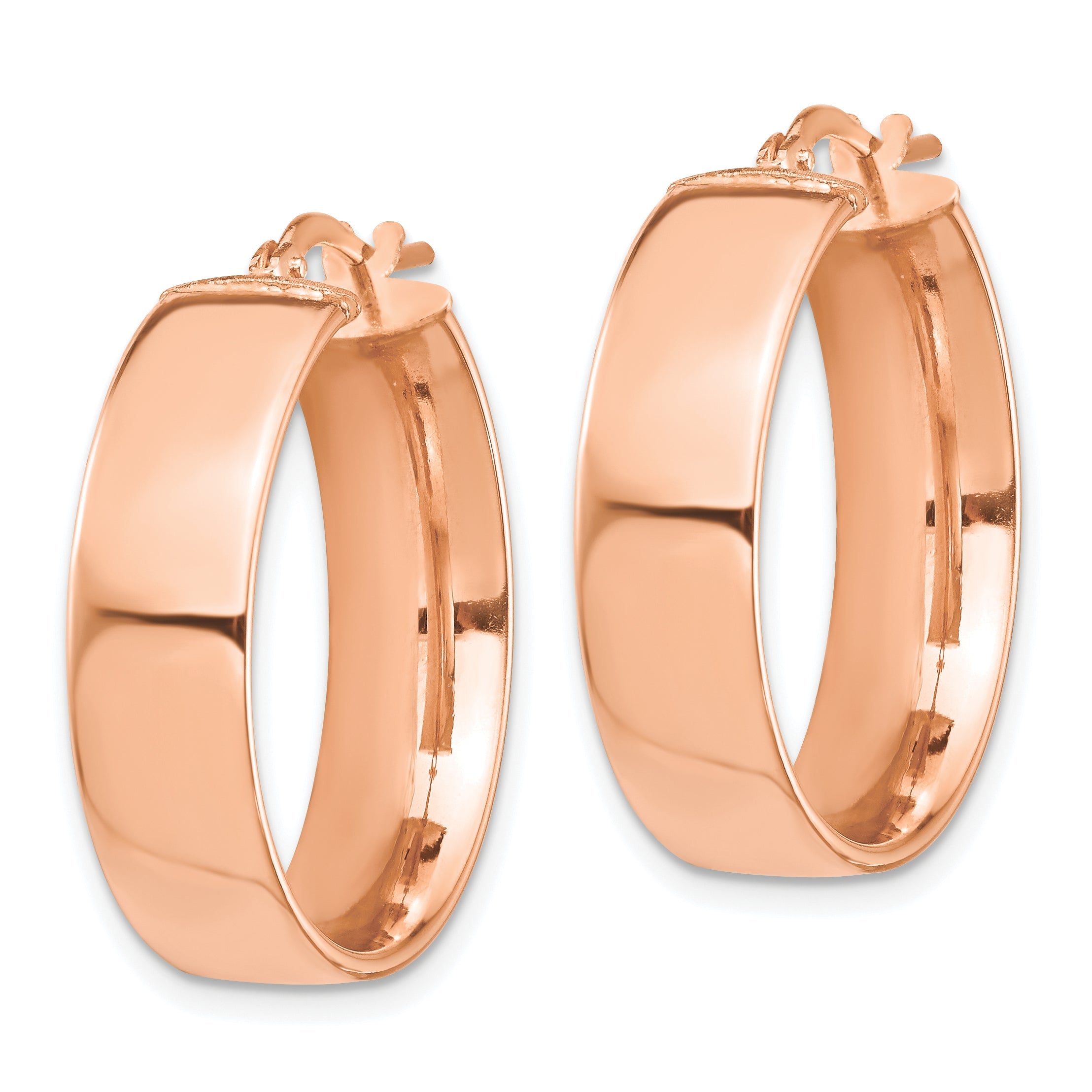 14K Roségold Hoch Poliert 7mm Creolen