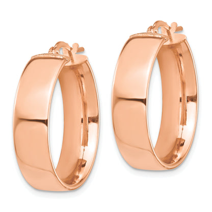 14K Roségold Hoch Poliert 7mm Creolen