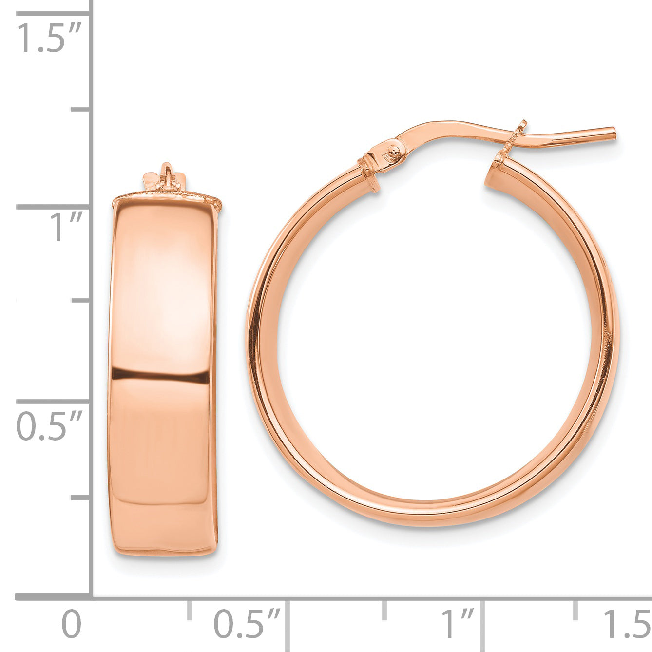 14K Roségold Hoch Poliert 7mm Creolen