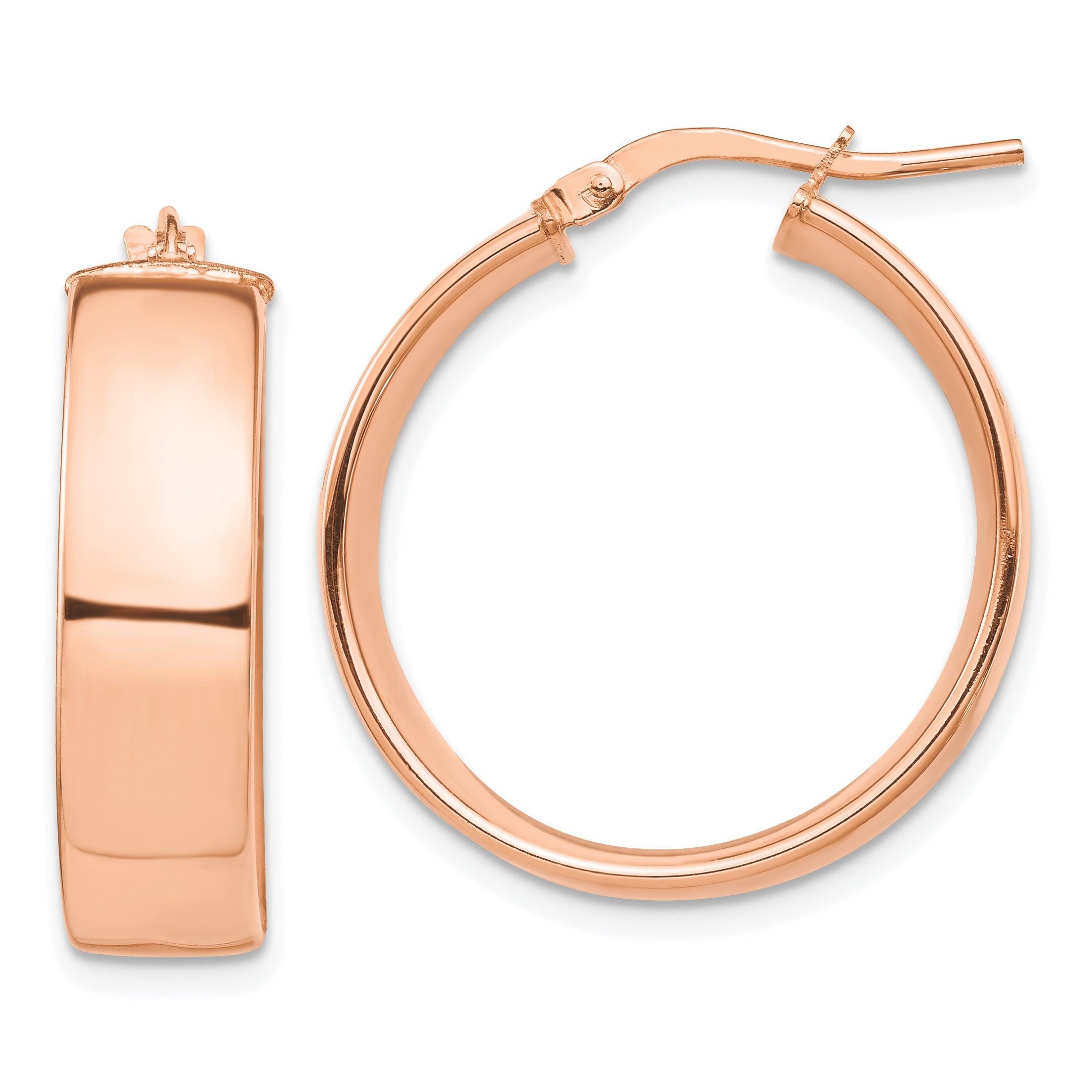 14K Roségold Hoch Poliert 7mm Creolen