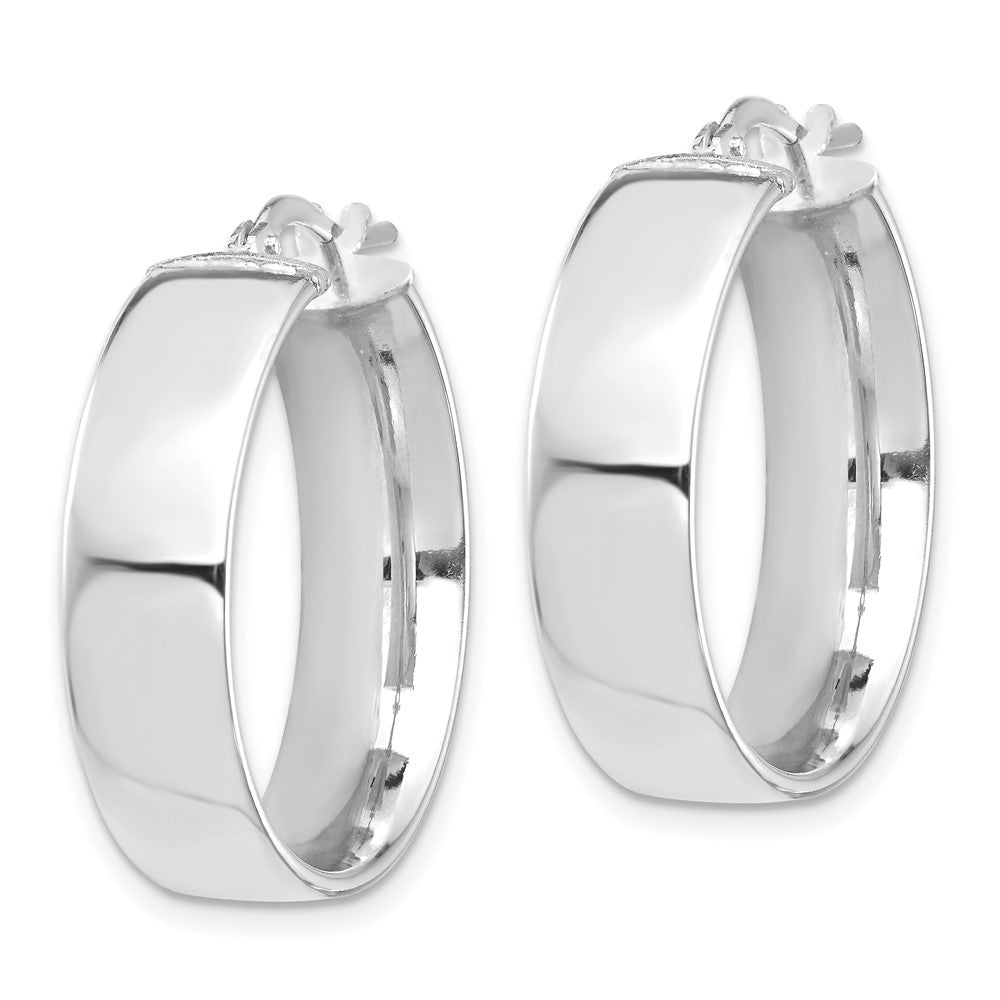 14K Weißgold Hoch Poliert 7mm Creolen