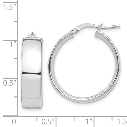 14K Weißgold Hoch Poliert 7mm Creolen