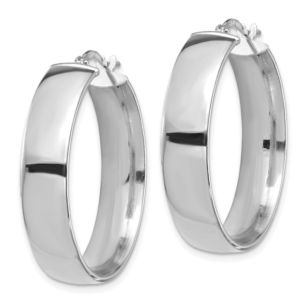 14K Weißgold Hoch Poliert 7mm Creolen