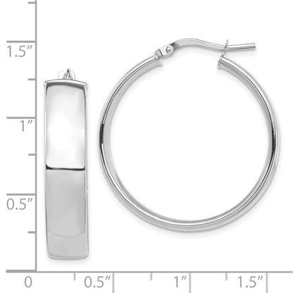 14K Weißgold Hoch Poliert 7mm Creolen