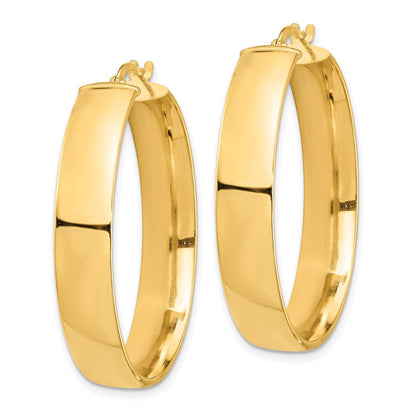 14K Gelbgold Hoch Poliert 7mm Creolen