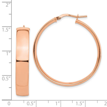 14K Roségold Hoch Poliert 7mm Creolen