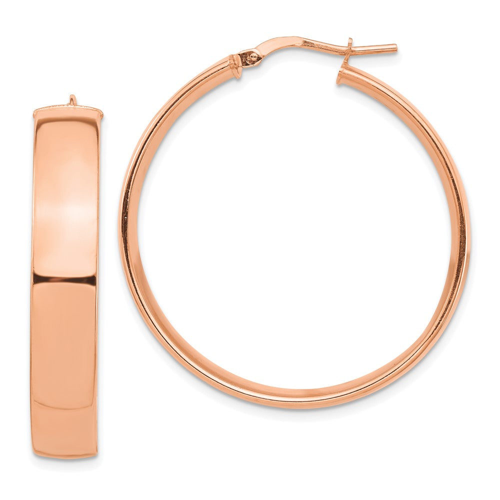 14K Roségold Hoch Poliert 7mm Creolen