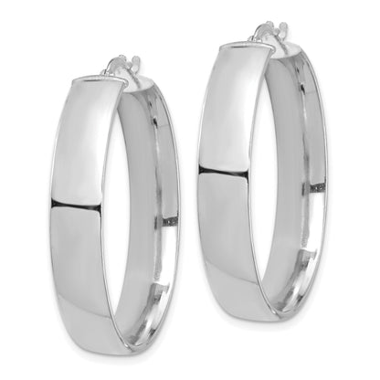 14K Weißgold Hoch Poliert 7mm Creolen