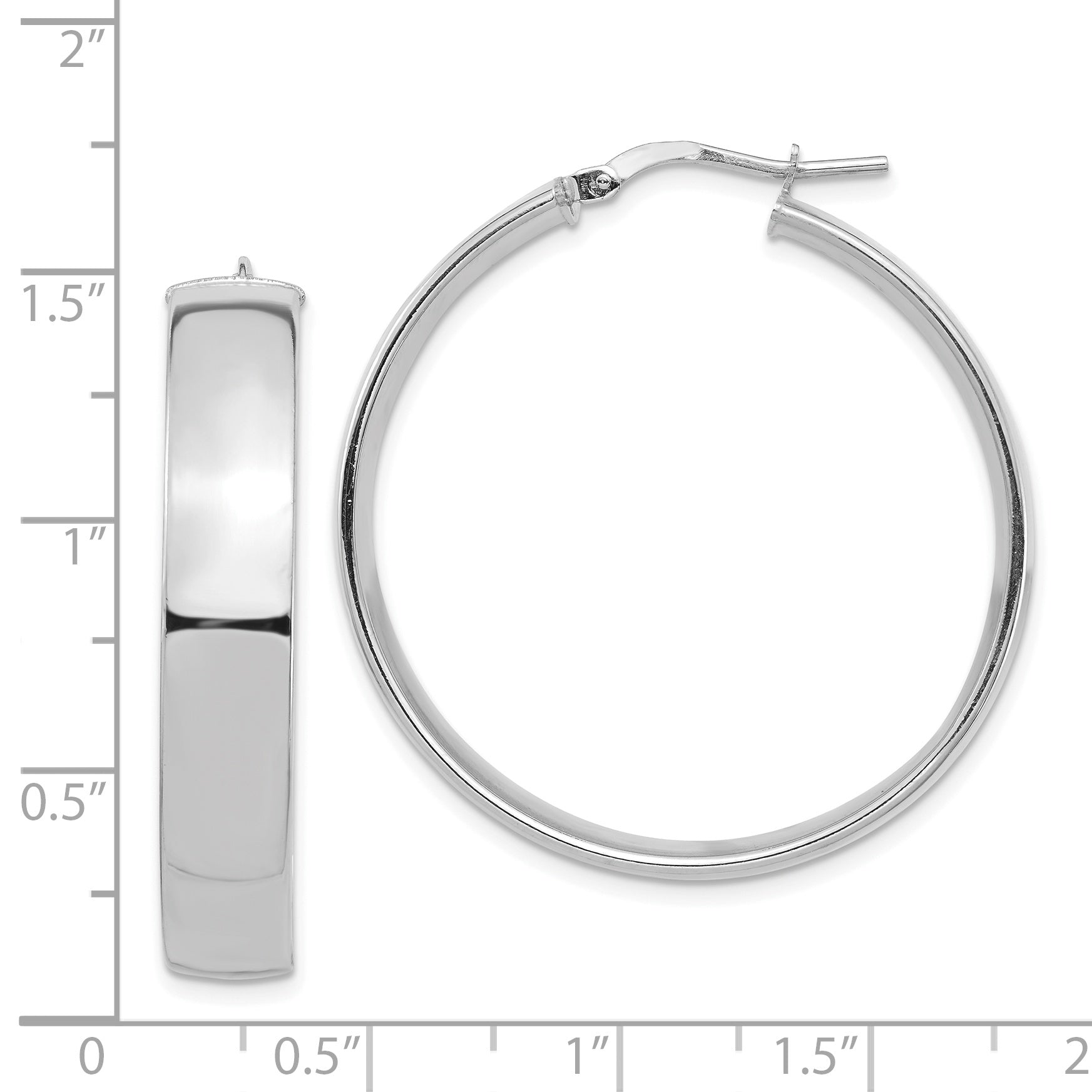 14K Weißgold Hoch Poliert 7mm Creolen